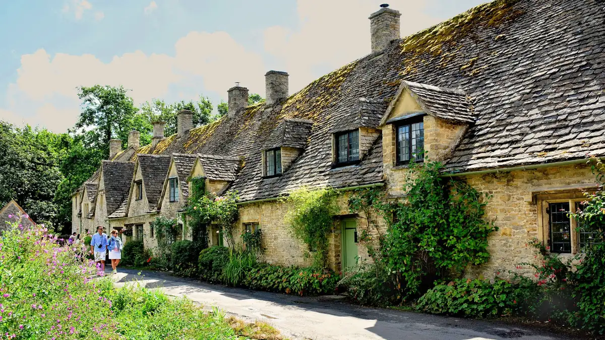 Arlington Row in Bibury in summer