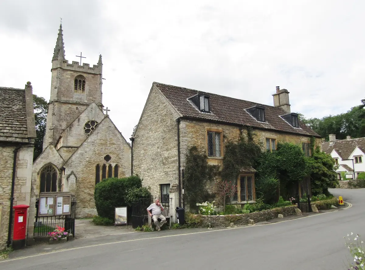 The church and cottages in Castle Combe